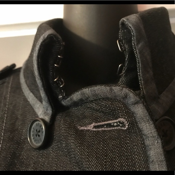 Armani Exchange Trench Coat XS Black Denim Jacket - Picture 3 of 8